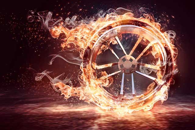 wheel on fire