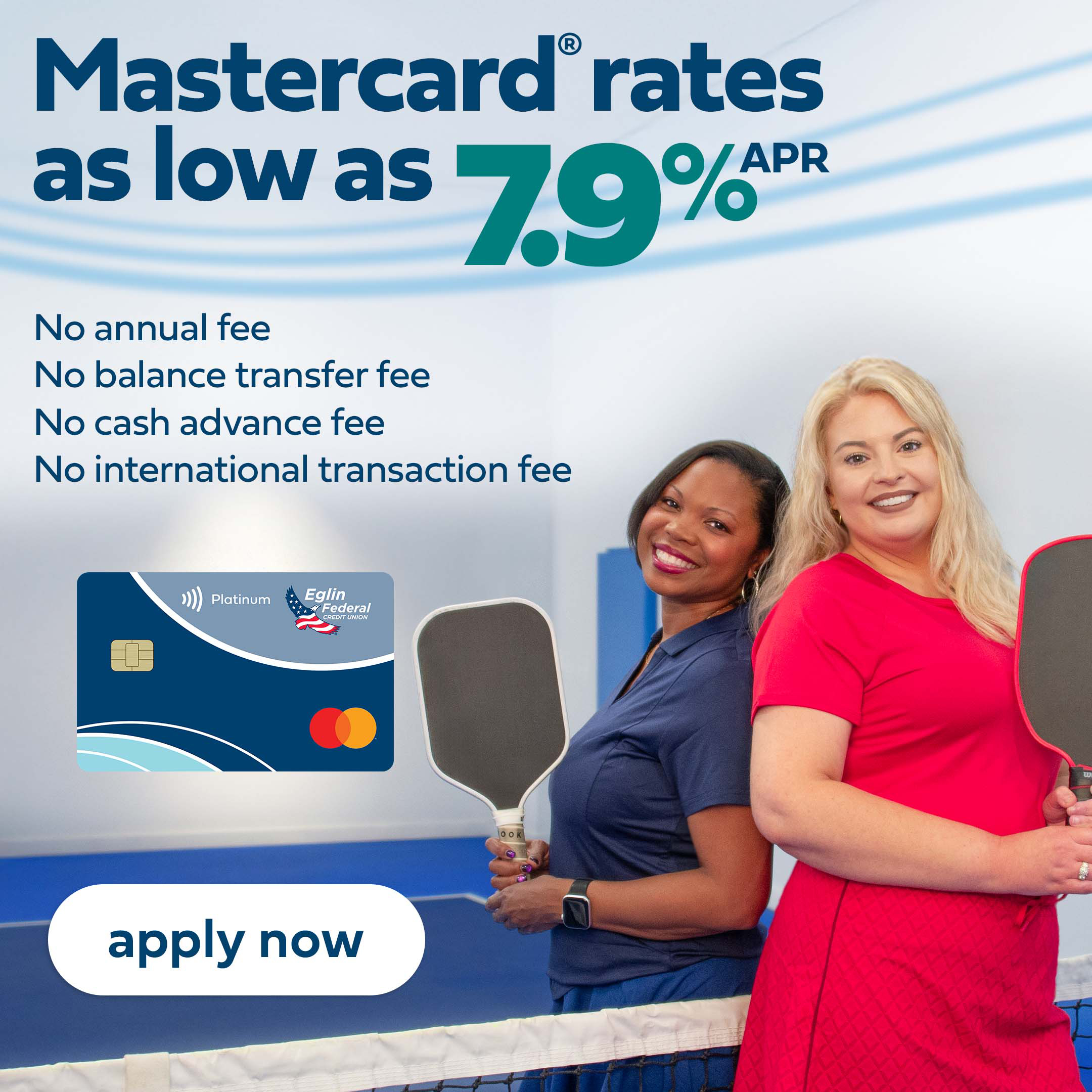 Mastercard rates as low as seven point nine percent APR. Click to apply online now.
