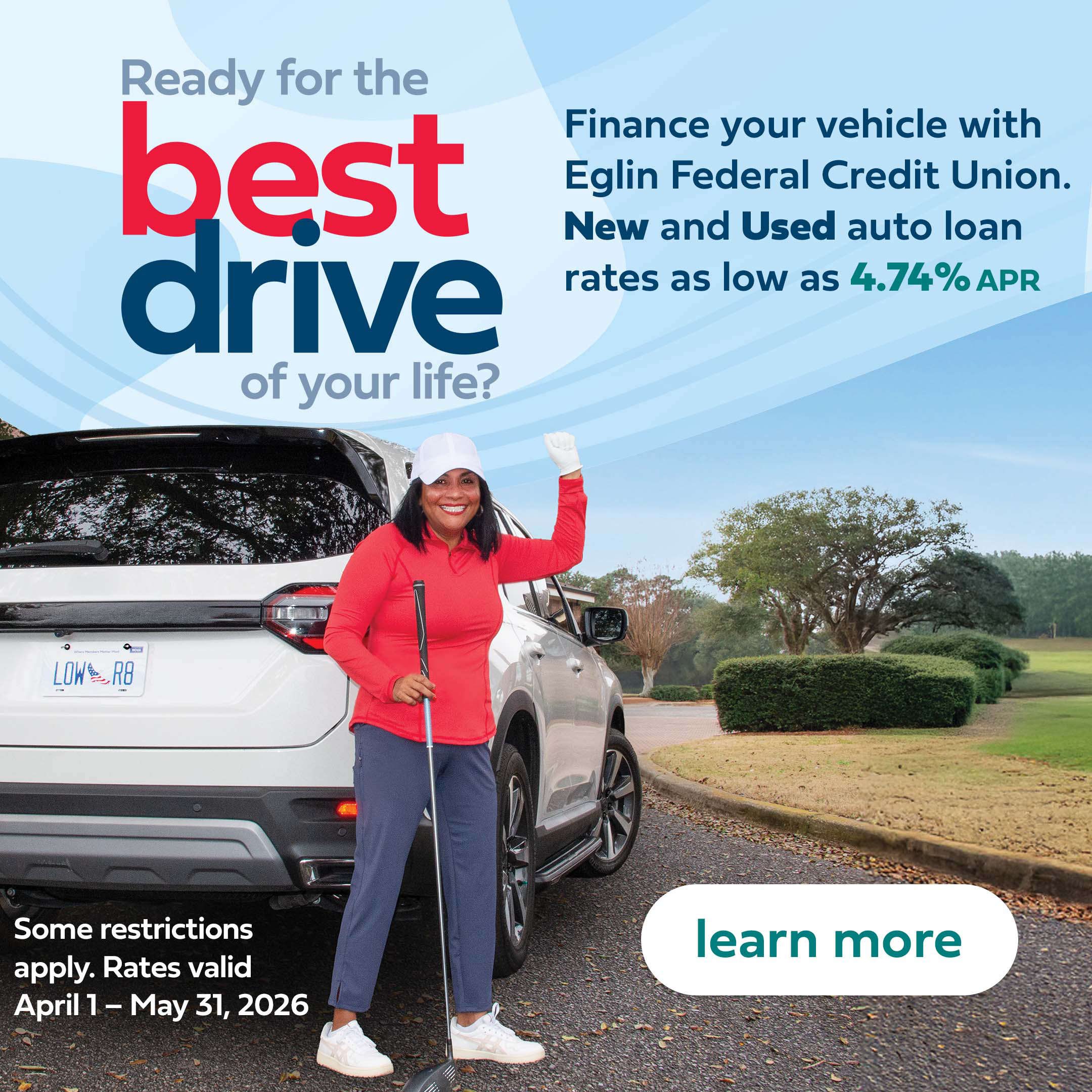 Ready for the best drive of your life? We offer low rates and flexible terms to finance your next New or Used vehicle. Click to learn more.